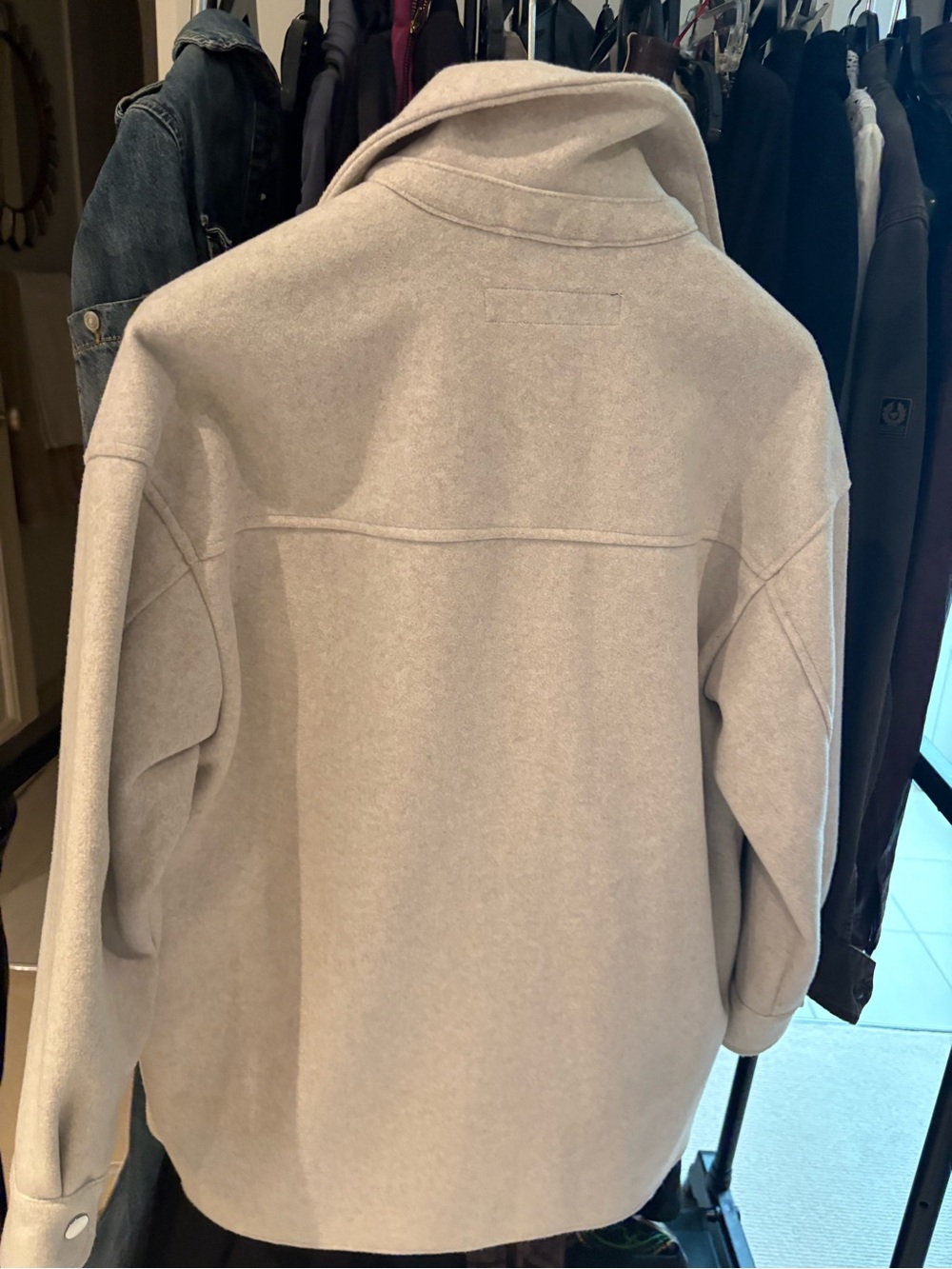 ZARA Light Beige Button-Front Shacket - Picture 2 of 3